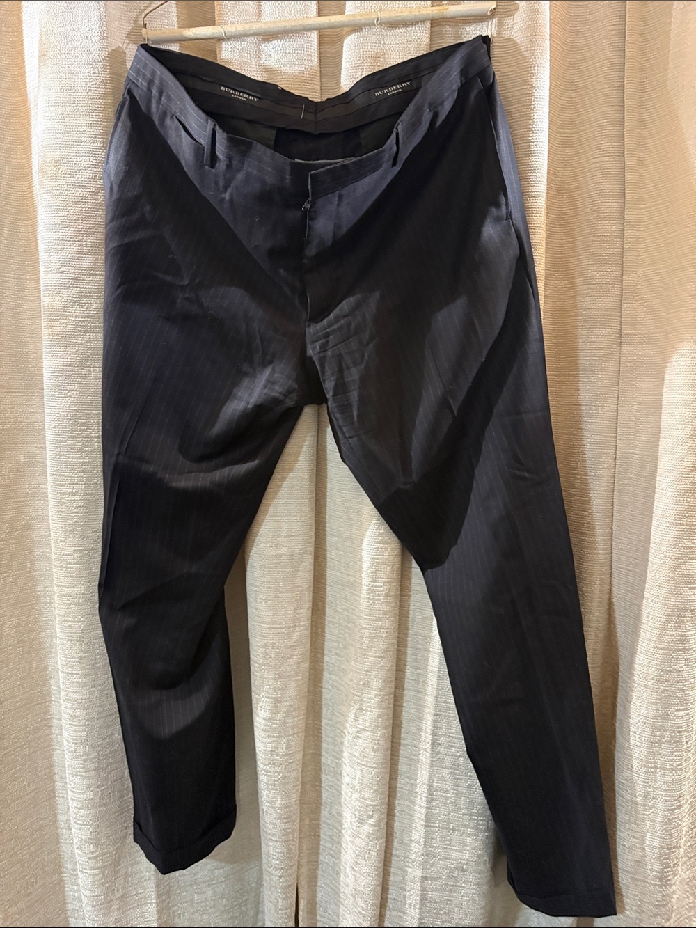 Burberry size 54, 38 waist Navy Pinstripe Men's Dress Pants